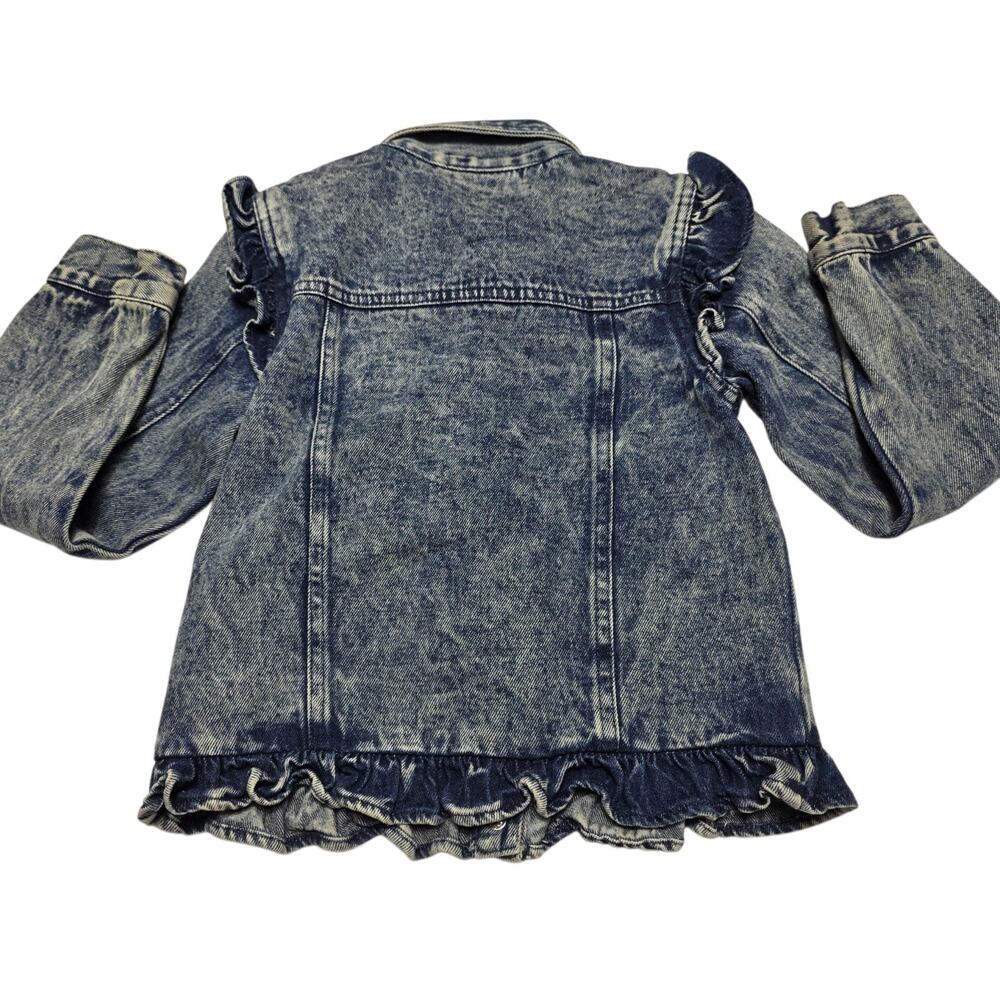 Vintage Little Lass Girl's Denim Snap Jacket Size 6X Ruffles Embroidered 90's - Picture 2 of 9